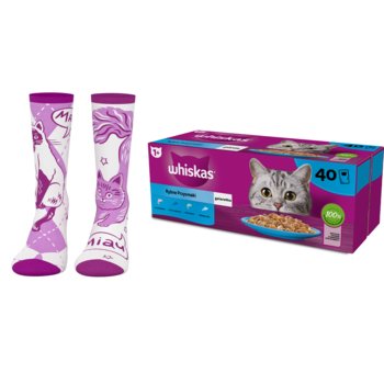 Zestaw, Whiskas Adult Rybne przysmaki w galaretce 40x85g + skarpetki - Whiskas