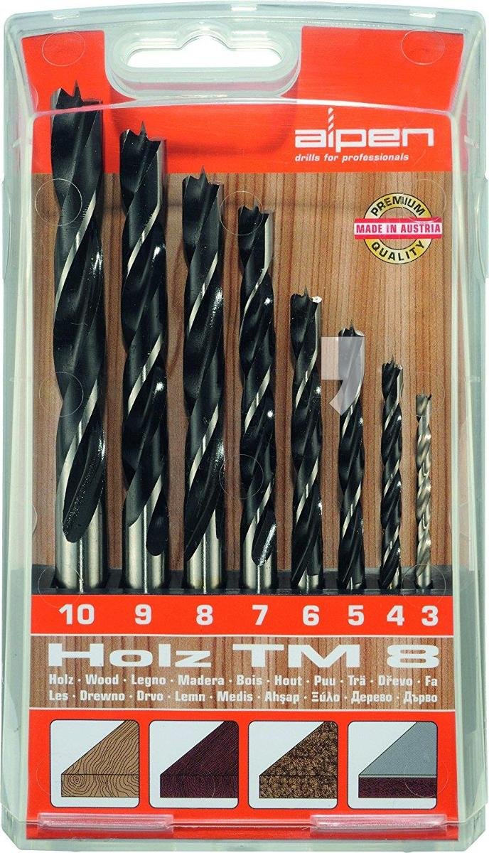 Zestaw wierteł do drewna ALPEN TM-8 600092100, 8 szt.