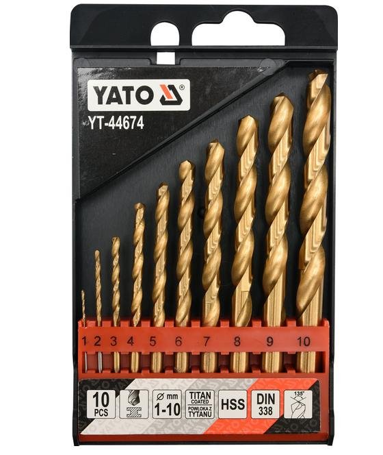 Zestaw wierteł do metalu YATO, HSS-TiN, 1-10 mm YT-44674
