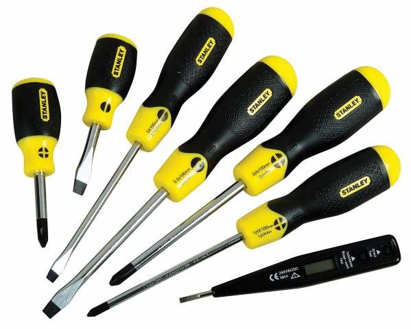 Zestaw wkrętaków Stanley, cushion grip i próbnik napięcia, 6 elem