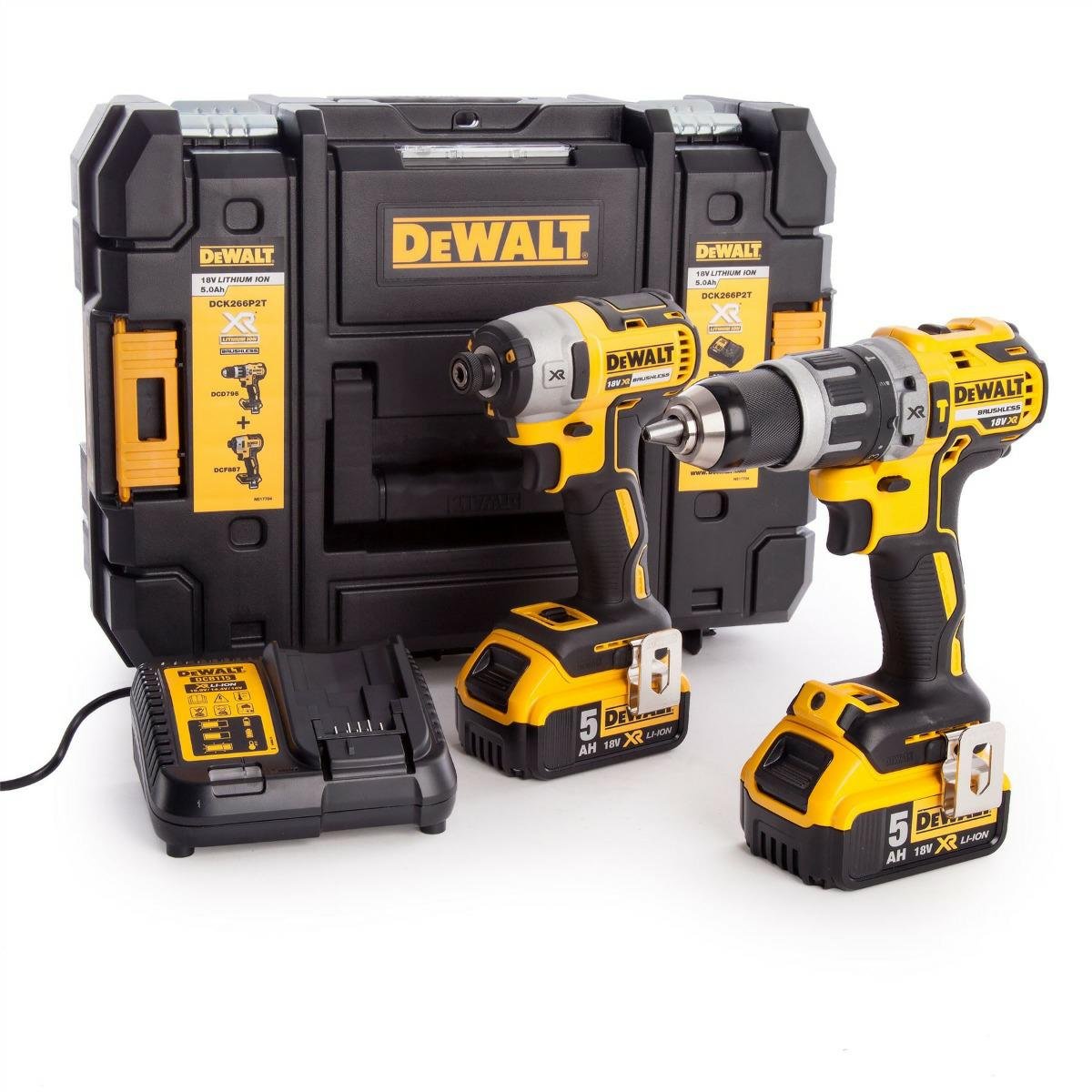 Zestaw wkrętarka udarowa i zakrętarka DEWALT Combo DCD796 + DCF887 + 2x5Ah + kufer
