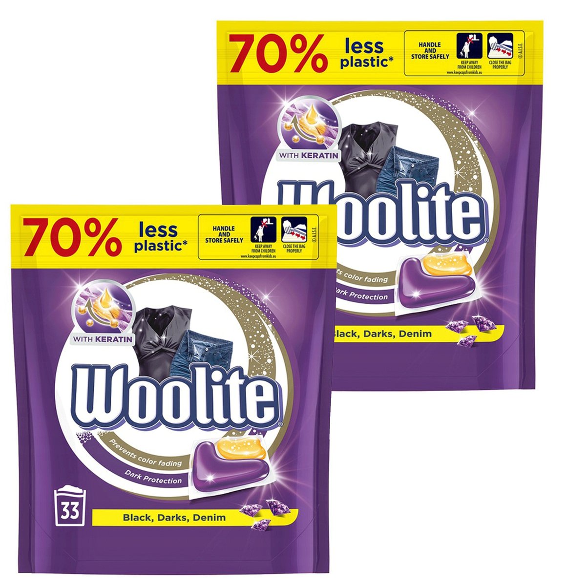 Zestaw Woolite Dark z keratyną Kapsułki do Prania Czerń, ciemne kolory