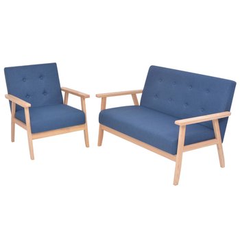 Zestaw wypoczynkowy niebieski - sofa i fotel, drew - Zakito Europe