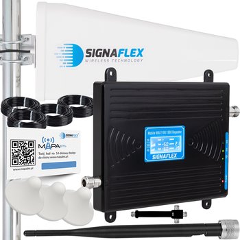 Zestaw Wzmacniacz LTE Signaflex GSM/UMTS/DCS BLACK LCD LS-GDW2 + T1 20dBi 10m + 3x Grzybek + Bat - Signaflex