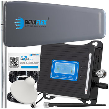 Zestaw Wzmacniacz Sygnału Telefonu Internetu 4G LTE GSM/DCS LCD3000 + Antena T2 23dBi 10m + 1x Grzybek + Bat - Signaflex