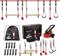 ZESTAW XXL 15M PARK LINOWY TOR PRZESZKÓD SLACKLINE DLA DZIECI I DOROSŁYCH