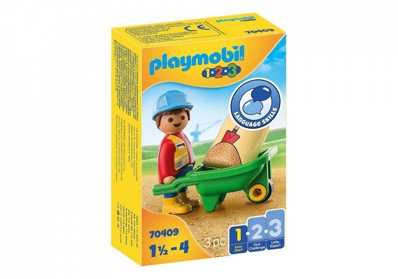 Zdjęcia - Klocki Playmobil Zestaw z figurką 1.2.3 70409 Pracownik budowlany z taczką 