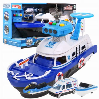 Zestaw zabawek autko łódka motorówka policja - RAMIZ