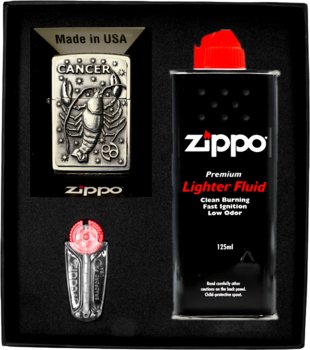 Zestaw Zapalniczka ZIPPO ZODIAC CANCER rak Prezentowy No1 - Zippo