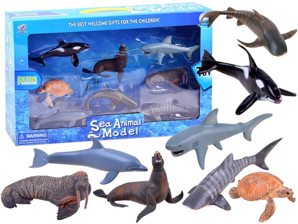 Zdjęcia - Figurka / zabawka transformująca Zestaw Zestaw figurek kolekcjonerskich Zwierzęta Żółw Foka Rekin Rybki