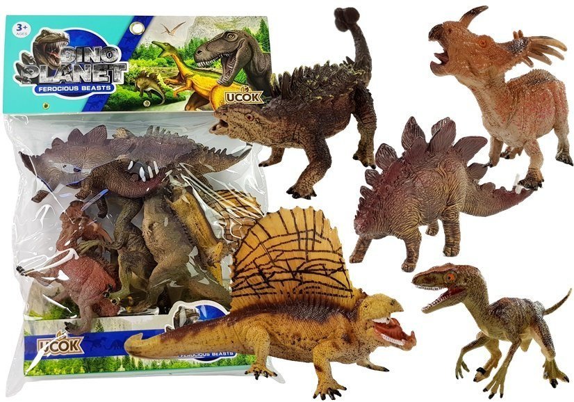 Zdjęcia - Figurka / zabawka transformująca LEAN Toys Zestaw Zwierząt Dinozaury 6 elementów w Worku 