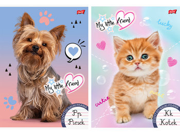 Zeszyt A4 Trzy LINIA kolorowa 32 kartki do Nauki PISANIA PIES Kot MIX wzorów - Unipap