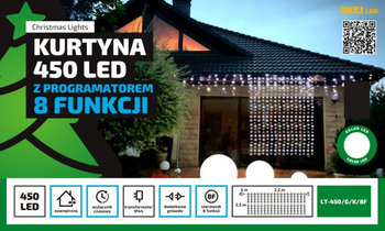 Zewnętrzna kurtyna świetlna MULTIMIX, 450 LED, 2,2x2,5 m, nr 1816, barwa ciepła biała - Multimix