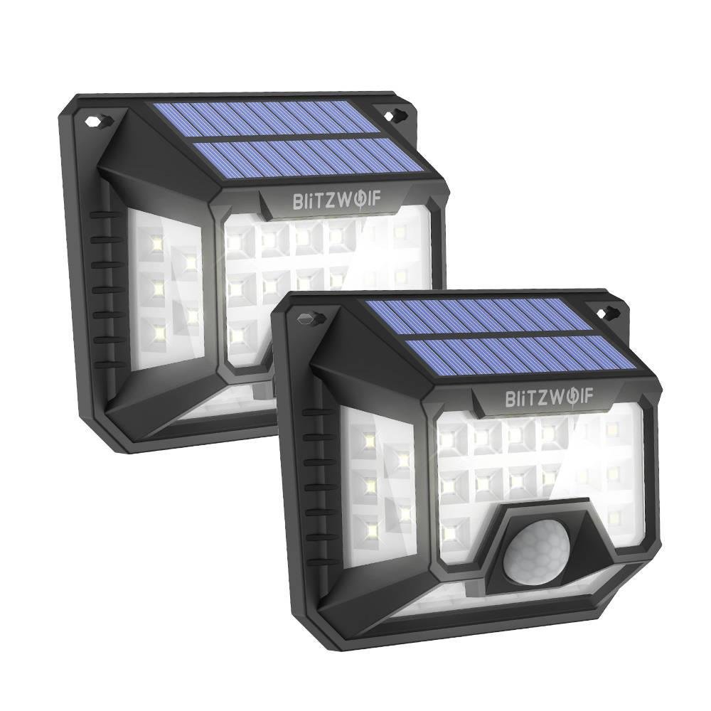 Zewnętrzna lampa solarna LED Blitzwolf BW-OLT3 z czujnikiem zmierzchu i zmierzchu, 1200mAh