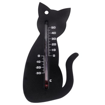 Zewnętrzny termometr ścienny w kształcie kota NATURE, czarny - NATURE
