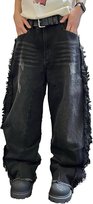 Zewool Męskie Spodnie Baggy Jeansowe Y2k Hip Hop Luźne Oversize Czarne S Inna marka