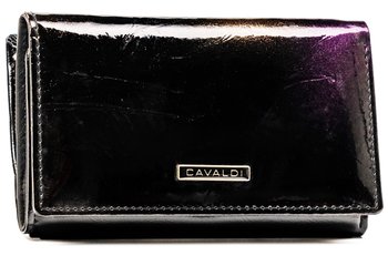 Zgrabny elegancki portfel damski na karty portmonetka na suwak Cavaldi, ciemnofioletowy - 4U CAVALDI
