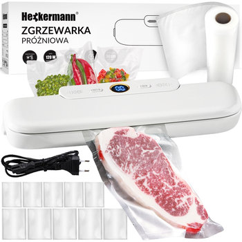 Zgrzewarka próżniowa do pakowania żywności Heckermann® JL-VS8808 + folia 20x600 cm - Biały - Heckermann