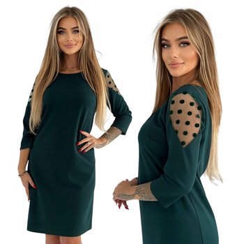 Zielona Elegancka Klasyczna Sukienka z Ozdobnym Rękawem Rozmiar 40 - Inna marka