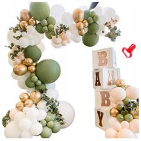 ZIELONA GIRLANDA BALONOWA ROCZEK CHRZEST ZŁOTA URODZINY BOHO AŻ 152+