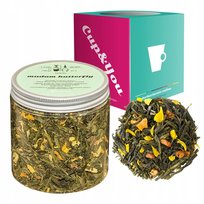 Zielona herbata MADAM BUTTERFLY brzoskwinie kwiat słonecznika premium 100g - sypana liściasta herbata PREMIUM na prezent upominek podarunek Cup&You