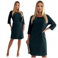 Zielona Prosta Świecąca Brokatowa Sukienka Mini Sylwester Rozmiar 38