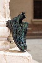 Zielone botki skórzane damskie na ozdobnym klocku guma z ozdoba krokodyli wzór Casu BC24X5-G-38