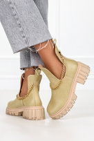 Zielone botki z łańcuszkiem damskie na platformie Casu G23X5-G-40