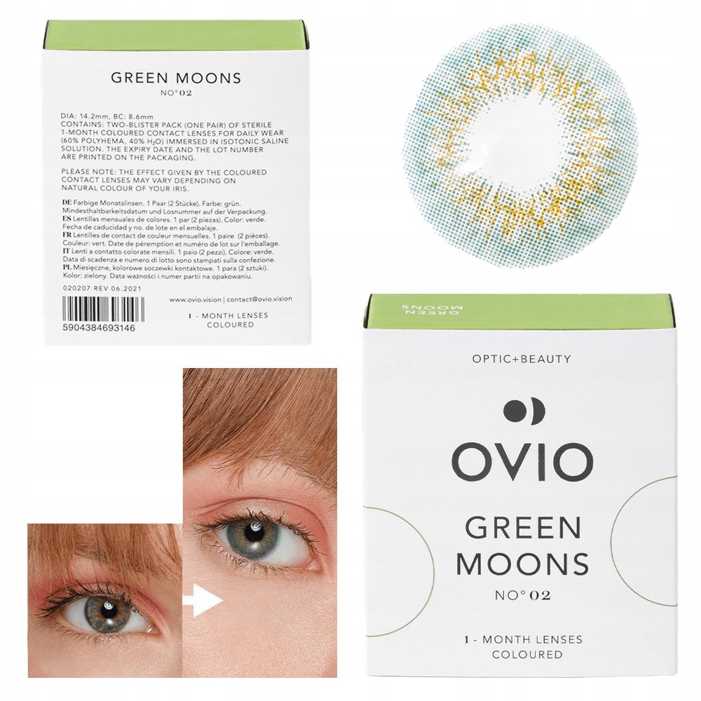 ZIELONE Miesięczne soczewki kontaktowe hydrożelowe OVIO GREEN