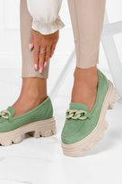 Zielone mokasyny Maciejka na platformie z łańcuchem POLSKA SKÓRA 2850J-09-00-1-40