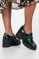 Zielone mokasyny skórzane lakierowane damskie na słupku z cyrkoniami produkt polski casu 20157-no-41