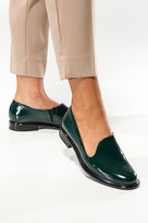 Zielone półbuty skórzane damskie lakierowane z wycięciami produkt polski casu 1831-38