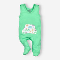 Zielone śpiochy niemowlęce SAWANNA z bawełny organicznej dla chłopca-68
