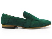 Zielone zamszowe loafersy - wsuwane buty męskie Penny  Loafers T116 43 Modini