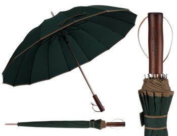 Zielony duży parasol rządowy elegancki z drewnianą rączką PETERSON duża czasza pudełko prezentowe - Peterson