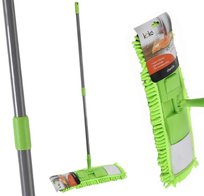 Zielony mop płaski z mikrofibry Kij teleskopowy
