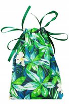 ZIELONY WORECZEK POLIESTROWY 15x20cm MOTYW LIŚCI OZDOBNY Z ZIELONĄ WSTĄŻKĄ