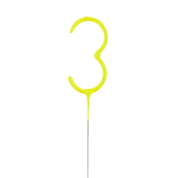 Zimne ognie sztuczne cyfra numer 3 liczba trzy żółta świeczka na tort - Inna marka