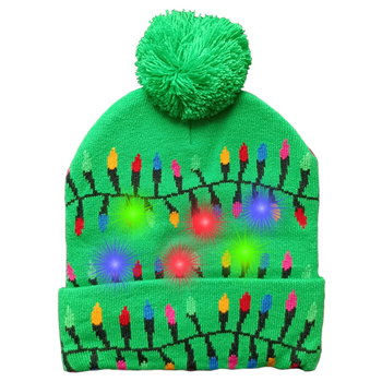 Zimowa czapka świąteczna na uszy Świecąca Led - Zolta