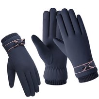 Zimowe rękawiczki damskie ciepłe kokardka dotykowe do telefonu eleganckie