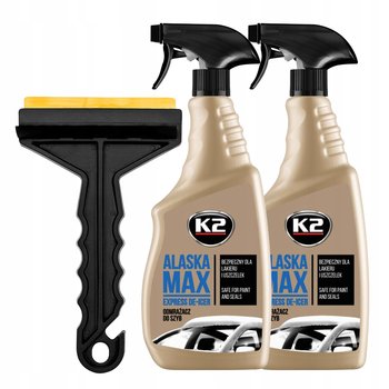 ZIMOWY ZESTAW DO ODMRAŻANIA SZYB 2 PŁYNY + SKROBACZKA Z MOSIĘŻNYM OSTRZEM - K2