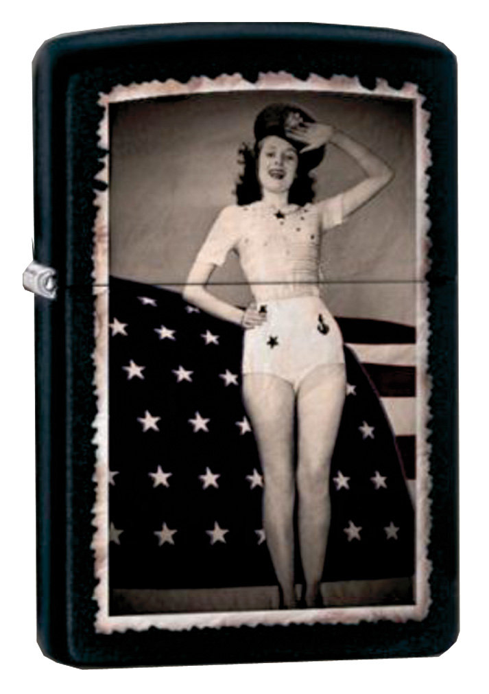 Zippo, Zapalniczka, Pin up Girl Soldier, Black Matte