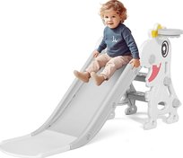 Zjeżdzalnia Dla Dzieci Do Domu I Ogrodu Z Koszykówką Biało Szara Perfectlife
