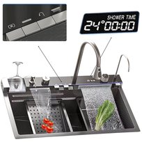 ZLEW KUCHENNY JEDNOKOMOROWY ZLEWOZMYWAK Z OCIEKACZEM CZARNY NAKŁADANY LCD 68cm Zlew