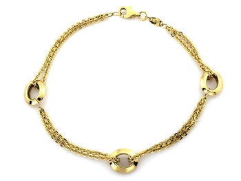 Złota bransoletka 333 łańcuszkowa z kółeczkami podwójne łańcuszki z ringami 8kt - Lovrin