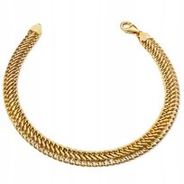 Złota bransoletka 585 elegancko połączone ze sobą dwa łańcuszki na prezent