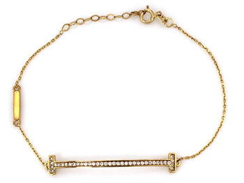 Złota bransoletka 585 łańcuszek z rzędem cyrkonii - Lovrin