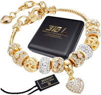 ZŁOTA BRANSOLETKA DAMSKA MODUŁOWA DO CHARMS SERCE GOTOWY ZESTAW NA PREZENT 18K ORYGINAŁ