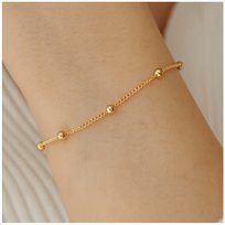ZŁOTA BRANSOLETKA DAMSKA STAL CHIRURGICZNA Z KULECZKAMI REGULACJA 17 + 4 CM Golden Celebrity