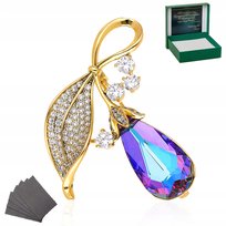 Złota Broszka Sapphire Crystal Prezent + Grawer